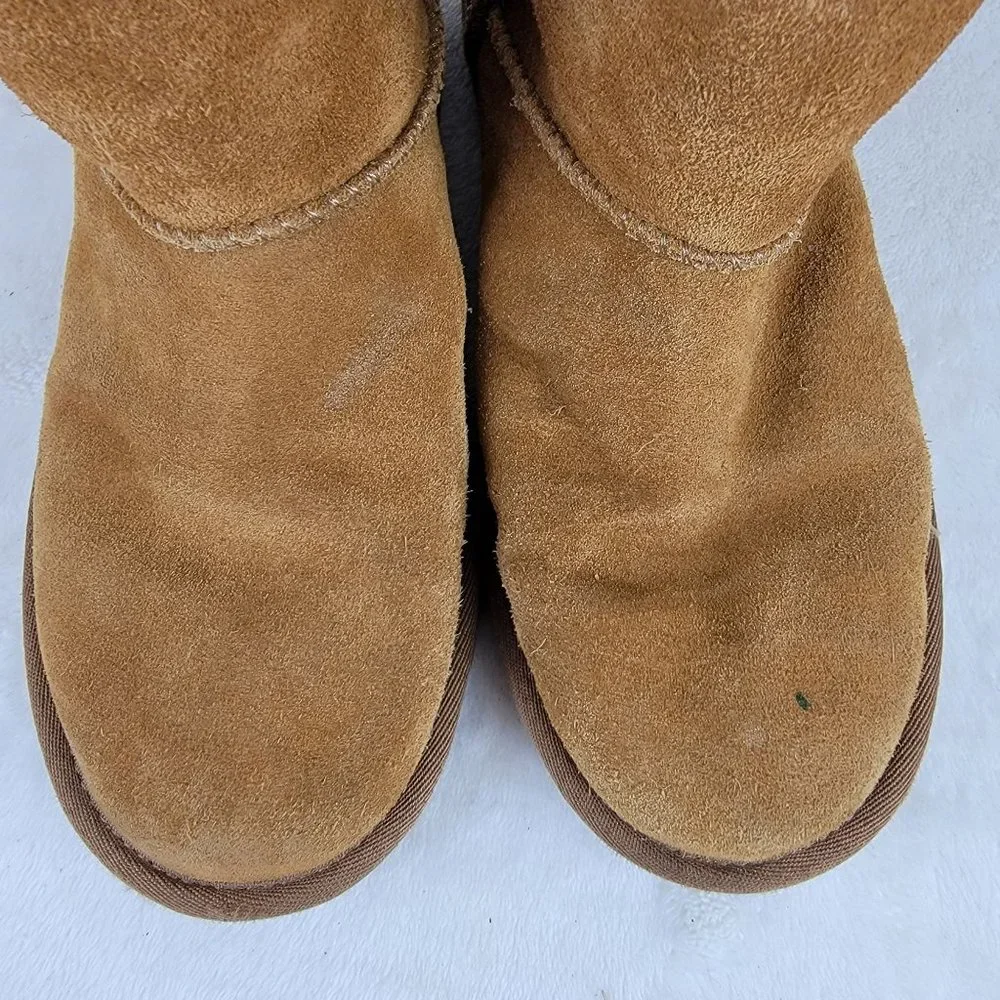 Koolaburra by UGG Tan Suede Faux Fur Lined Short Mid Calf Pull Up Boots Size 7